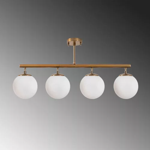 Elegant vintage chandelier, copper design, 70 x 15 x 35 cm | Metal body, glass cap, adjustable height | 4 x E14 Max 40W | Perfect for modern Glam and Scandinavian decor | IP20 rated