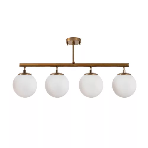 Elegant vintage chandelier, copper design, 70 x 15 x 35 cm | Metal body, glass cap, adjustable height | 4 x E14 Max 40W | Perfect for modern Glam and Scandinavian decor | IP20 rated