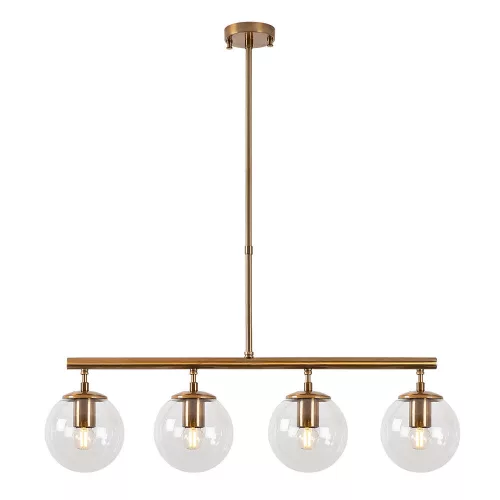 Elegant vintage chandelier, adjustable height 70 x 15 x 43-87 cm, metal body and glass cap, 4 x E14 Max 40 W, copper finish, perfect for modern glam and Scandinavian decor, IP20 rating, stylish lighting solution