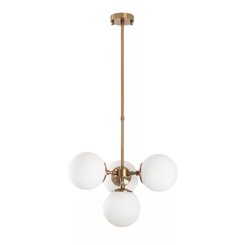 Elegant vintage chandelier, adjustable height 43-89 cm, metal body and glass cap, 4 x E14 sockets, copper finish, perfect for modern and Scandinavian decor, IP20 rating, bulbs not included