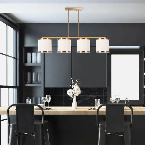 Elegant vintage chandelier, metal body, 107 x 20 x 68 cm | 4 x E27 sockets, max 40W | Stylish Glam Design for Home Decor | IP20 rated, perfect for living room and dining room, bulb not included