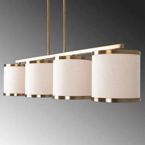Elegant vintage chandelier, metal body, 107 x 20 x 68 cm | 4 x E27 sockets, max 40W | Stylish Glam Design for Home Decor | IP20 rated, perfect for living room and dining room, bulb not included