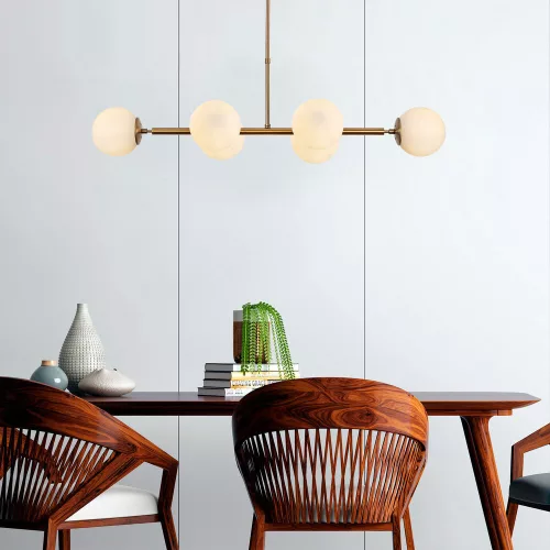 Elegant vintage chandelier, adjustable height 110 x 40 x 35-66 cm, metal housing with glass cap, 6 x E14 sockets, copper finish, perfect for modern Glam and Scandinavian decor, IP20 rating