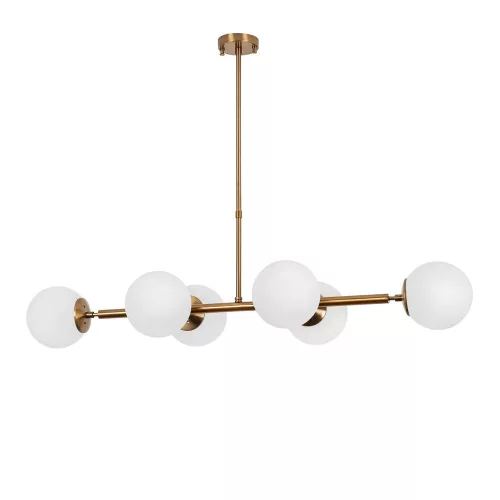 Elegant vintage chandelier, adjustable height 110 x 40 x 35-66 cm, metal housing with glass cap, 6 x E14 sockets, copper finish, perfect for modern Glam and Scandinavian decor, IP20 rating
