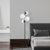 Modern Floor Lamp with Metal Body & Glass Caps (4 Pieces), Black & White, 33 x 33 x 162 cm | IP20, 200 cm Cable, E14 Socket, Stylish Industrial & Scandinavian Design for Home & Office