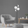 Modern Floor Lamp with Metal Body & Glass Caps (4 Pieces), Black & White, 33 x 33 x 162 cm | IP20, 200 cm Cable, E14 Socket, Stylish Industrial & Scandinavian Design for Home & Office