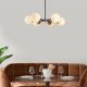 Modern Industrial Chandelier, Adjustable Height, 6 x E27 Max 40W, Black & Antique Cream, 73 x 73 x 35-72 cm | Metal Body & Glass Cap, Perfect for Scandinavian & Novelty Decor, IP20 Rated