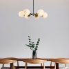 Modern Industrial Chandelier, Adjustable Height, 6 x E27 Max 40W, Black & Antique Cream, 73 x 73 x 35-72 cm | Metal Body & Glass Cap, Perfect for Scandinavian & Novelty Decor, IP20 Rated