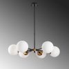 Modern Industrial Chandelier, Adjustable Height, 6 x E27 Max 40W, Black & Antique Cream, 73 x 73 x 35-72 cm | Metal Body & Glass Cap, Perfect for Scandinavian & Novelty Decor, IP20 Rated