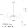 Modern Industrial Chandelier, Adjustable Height, 6 x E27 Max 40W, Black & Antique Cream, 73 x 73 x 35-72 cm | Metal Body & Glass Cap, Perfect for Scandinavian & Novelty Decor, IP20 Rated