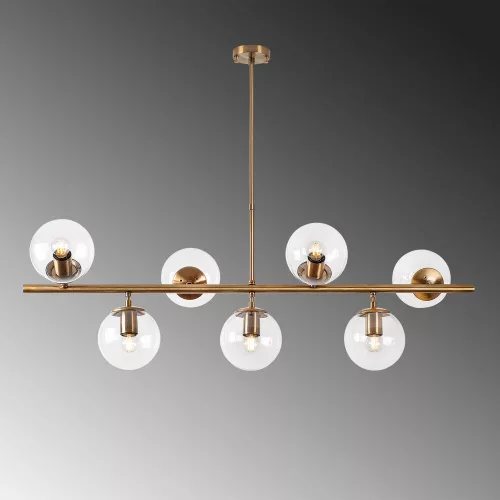Elegant vintage chandelier, adjustable height 113 x 40 x 46-85 cm, metal housing with 7 E14 sockets, copper coating, perfect for modern glam and Scandinavian decor, IP20 rating, stylish lighting solution