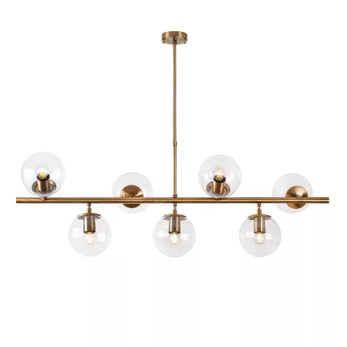 Elegant vintage chandelier, adjustable height 113 x 40 x 46-85 cm, metal housing with 7 E14 sockets, copper coating, perfect for modern glam and Scandinavian decor, IP20 rating, stylish lighting solution