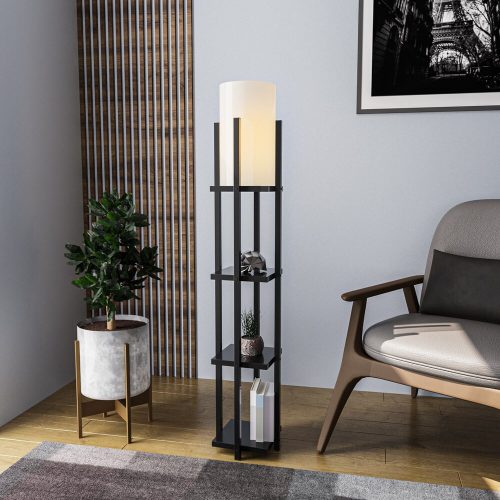 Modern Black Wall Lamp, MDF Body, 60 x 12 x 33 cm, E27 Socket (Max 40W), IP20, Pluggable, Laser-Cut Design, Stylish & Functional Lighting for Any Space