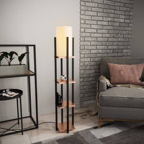 Stylish floor lamp with metal housing, black-copper design, 130 cm high | 25 cm Width and Depth | E27 socket, max 40W | 200 cm Cable length | Elegant design for modern living spaces and offices