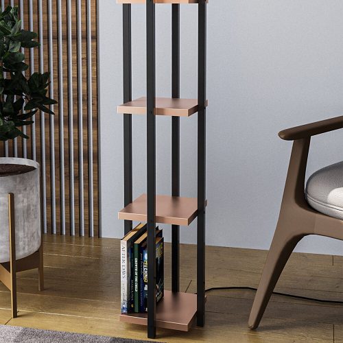 Stylish floor lamp with metal housing, black-copper design, 130 cm high | 25 cm Width and Depth | E27 socket, max 40W | 200 cm Cable length | Elegant design for modern living spaces and offices