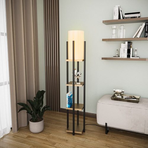 Elegant floor lamp with metal housing, black and gold design, height 130 cm | 25 cm width and depth, E27 socket, 40 W Max, 200 cm cable | Stylish lighting for modern living rooms and bedrooms
