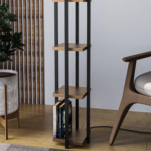 Elegant floor lamp with metal housing, black and gold design, height 130 cm | 25 cm width and depth, E27 socket, 40 W Max, 200 cm cable | Stylish lighting for modern living rooms and bedrooms