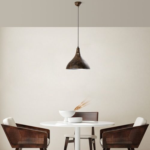 Industrial Scandinavian Chandelier, Black Metal Body, 32 x 32 cm, Height 78 cm, E27 Socket Max 40W, 90 cm Cable | Stylish Lighting for Modern Spaces