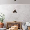 Industrial Scandinavian Chandelier, Black Metal Body, 32 x 32 cm, Height 78 cm, E27 Socket Max 40W, 90 cm Cable | Stylish Lighting for Modern Spaces