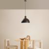 Industrial Scandinavian Chandelier, Black Metal Body, 32 x 32 cm, Height 78 cm, E27 Socket Max 40W, 90 cm Cable | Stylish Lighting for Modern Spaces