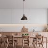 Industrial Scandinavian Chandelier, Black Metal Body, 32 x 32 cm, Height 78 cm, E27 Socket Max 40W, 90 cm Cable | Stylish Lighting for Modern Spaces