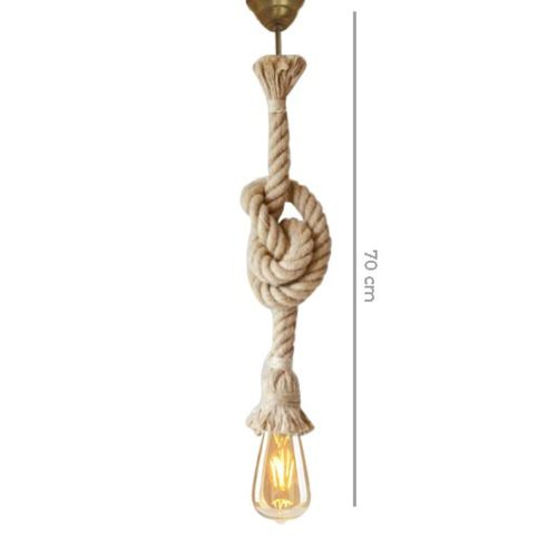 Handmade cream chandelier, 70 cm | 100% rope design, E27 socket max. For 20W LED bulb | Elegant lighting fixture for modern interior design, living room, dining room and entrance