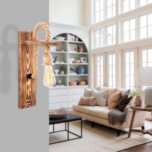 Elegant Wooden Wall Lamp, 11 x 18 cm, Height: 40 cm | E27 Socket, Max 40W | Rustic Solid Color Design, Perfect for Modern Home Decor & Cozy Ambiance | IP20 Rated for Indoor Use