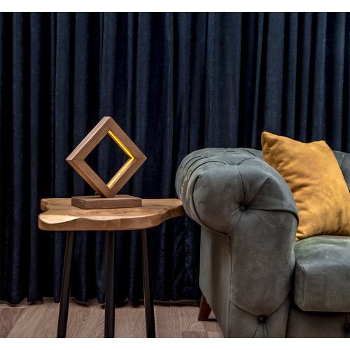 Handmade Rustic Table Lamp, Brown, 35 x 37 x 12 cm | 100% Spruce Wood, LED Lighted, Oven-Dried, Varnished | Modern Design, Perfect for Home Decor
