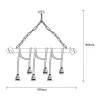 Elegant chandelier with a wooden body, black and wooden design, 80 x 8 cm, height 90 cm, 6 x E27 Max 40W, 40 cm Cable | Modern rustic design, perfect for living room and dining room, IP20 rating