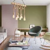 Elegant chandelier with a wooden body, black and wooden design, 80 x 8 cm, height 90 cm, 6 x E27 Max 40W, 40 cm Cable | Modern rustic design, perfect for living room and dining room, IP20 rating