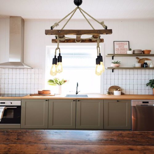 Industrial Scandinavian Chandelier, Black Metal Body, 32 x 32 cm, Height 78 cm, E27 Socket Max 40W, 90 cm Cable | Stylish Lighting for Modern Spaces