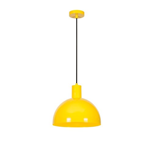 Modern yellow chandelier, metal body, 30 cm diameter x 117 cm height | E27 socket, max 40W | Stylish monochrome design for home decoration, dining and living spaces, elegant and eye-catching lighting