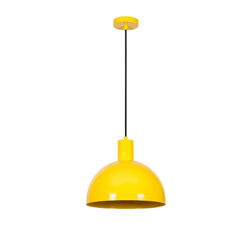Modern yellow chandelier, metal body, 30 cm diameter x 117 cm height | E27 socket, max 40W | Stylish monochrome design for home decoration, dining and living spaces, elegant and eye-catching lighting