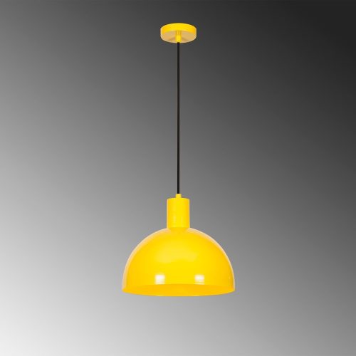 Modern yellow chandelier, metal body, 30 cm diameter x 117 cm height | E27 socket, max 40W | Stylish monochrome design for home decoration, dining and living spaces, elegant and eye-catching lighting