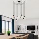 Industrial Black Chandelier, 156 x 156 cm, Adjustable Height, 8 x E27 Max 40W | Metal Body, Modern Design, Perfect for Home & Office Decor