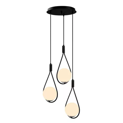 Modern industrial chandelier, black metal body, diameter 46 cm, height 136 cm | 3 x E27 sockets (max. 40 W) | Elegant Scandinavian design, perfect for home and office decor | Bulb not included
