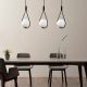 Modern Industrial Chandelier, Black Iron Body, 70 x 15 cm, Height: 146 cm | 3 x E27 Max 40W | Elegant Glass Cap, Scandinavian Design | Perfect for Home & Office Lighting, IP20 Rated