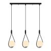 Modern Industrial Chandelier, Black Iron Body, 70 x 15 cm, Height: 146 cm | 3 x E27 Max 40W | Elegant Glass Cap, Scandinavian Design | Perfect for Home & Office Lighting, IP20 Rated