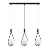 Modern Industrial Chandelier, Black Iron Body, 70 x 15 cm, Height: 146 cm | 3 x E27 Max 40W | Elegant Glass Cap, Scandinavian Design | Perfect for Home & Office Lighting, IP20 Rated