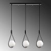 Modern Industrial Chandelier, Black Iron Body, 70 x 15 cm, Height: 146 cm | 3 x E27 Max 40W | Elegant Glass Cap, Scandinavian Design | Perfect for Home & Office Lighting, IP20 Rated
