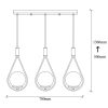 Modern Industrial Chandelier, Black Iron Body, 70 x 15 cm, Height: 146 cm | 3 x E27 Max 40W | Elegant Glass Cap, Scandinavian Design | Perfect for Home & Office Lighting, IP20 Rated