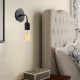 Elegant Black Wall Lamp, Metal Body, 10 x 12 cm, Height 100 cm, E14 Max 40W, IP20 | Glamorous Hotel-Style Lighting for Modern Spaces