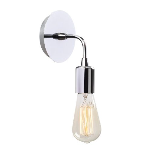 Modern chrome wall lamp, 12 cm diameter x 20 cm height | Metal housing, E27 socket (max. 40W) | Stylish solid silver design, perfect for contemporary home decor and ambient lighting