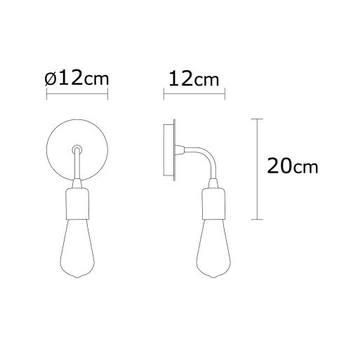 Modern chrome wall lamp, 12 cm diameter x 20 cm height | Metal housing, E27 socket (max. 40W) | Stylish solid silver design, perfect for contemporary home decor and ambient lighting