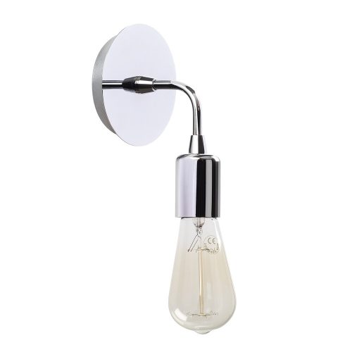 Modern chrome wall lamp, 12 cm diameter x 20 cm height | Metal housing, E27 socket (max. 40W) | Stylish solid silver design, perfect for contemporary home decor and ambient lighting