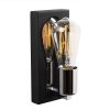 Elegant Black Wall Lamp, Metal Body, 10 x 12 cm, Height 100 cm, E14 Max 40W, IP20 | Glamorous Hotel-Style Lighting for Modern Spaces