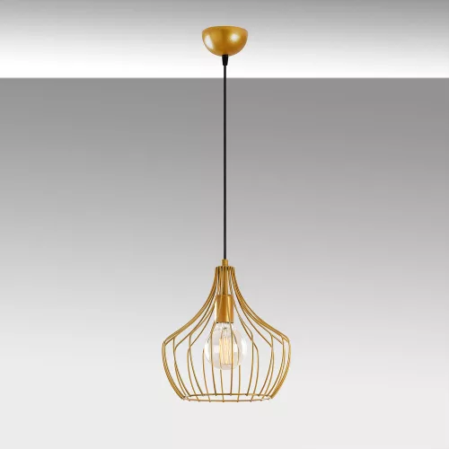 Elegant gold chandelier, diameter 27 cm, height 126 cm | Metal housing, E27 socket (max. 40W) | 90 cm cable, IP20 | Modern Glam design for living room, dining room and entrance - Stylish lighting solution