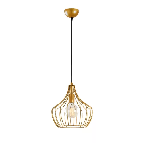 Elegant gold chandelier, diameter 27 cm, height 126 cm | Metal housing, E27 socket (max. 40W) | 90 cm cable, IP20 | Modern Glam design for living room, dining room and entrance - Stylish lighting solution