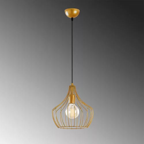 Elegant gold chandelier, diameter 27 cm, height 126 cm | Metal housing, E27 socket (max. 40W) | 90 cm cable, IP20 | Modern Glam design for living room, dining room and entrance - Stylish lighting solution