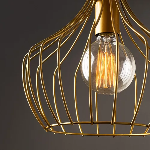 Elegant gold chandelier, diameter 27 cm, height 126 cm | Metal housing, E27 socket (max. 40W) | 90 cm cable, IP20 | Modern Glam design for living room, dining room and entrance - Stylish lighting solution
